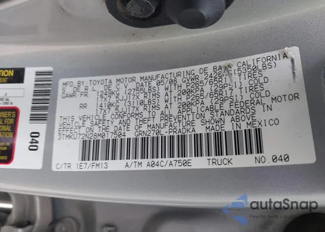 2008 Toyota Tacoma Dbl Cab Prerunner Lng Bed z USA, uszkodzony, nr VIN 3TMKU72N28M017504